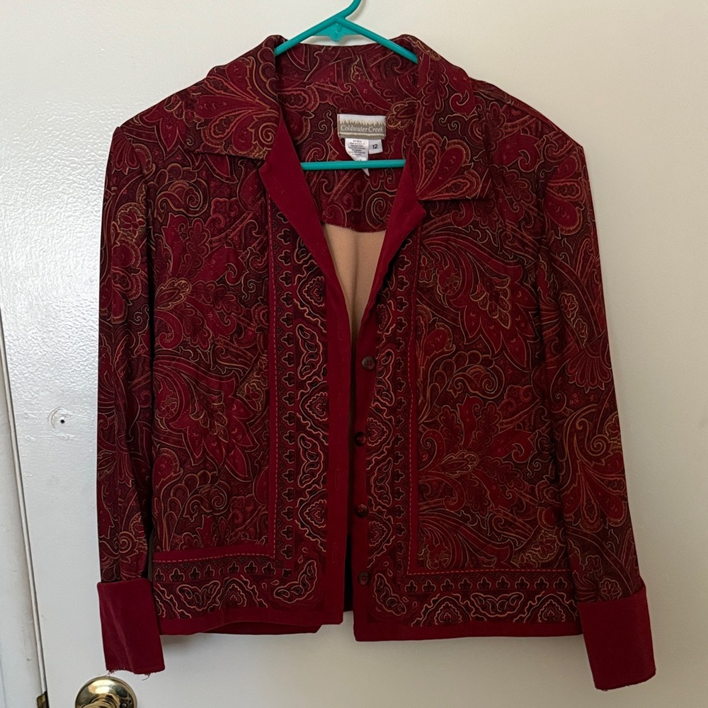 Coldwater Creek Burgundy Paisley Jacket